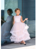 Light Pink Ruffle Tulle Horsehair Trim Sweet Flower Girl Dress Light Pink Ruffle Tulle Horsehair Trim Sweet Flower Girl Dress
